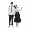 2021 Studenti Uniformi scolastiche con maniche Lg Giappone e Corea del Sud Uniformi della Marina Junior High School Ragazzi e ragazze Studenti Suit A2Wg #