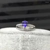 Kluster ringer meibapj naturligt vatten droppe tanzanite ädelsten klassisk ring för kvinnor 925 sterling silver fina bröllop smycken