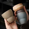 Filiżanki spodki japońskie szorstkie ceramiczne retro kubek do kawy porcelanowe osobiste picie akcesoria herbaciane degustacja