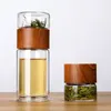 Bicchieri da vino Bicchiere da acqua in vetro a doppio strato Tazze di separazione creative per tè trasparenti resistenti alle alte temperature portatili