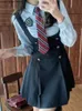 Japanse Kawaii JK Schooluniform Zomer Schattig Slanke Shirt Uniform Sets Effen Graduati School Meisjes Cosplay Bandrok Kostuum x1DQ #