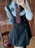 Japońskie Kawaii JK School Summer Summer Sym Slim Shirt Sets Solid Solid Graduati School Girls Cosplay Pasku