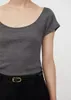 Женские футболки, модная женская футболка с большим круглым вырезом, эластичная тонкая хлопчатобумажная трикотажная футболка, темпераментный топ с короткими рукавами для женщин