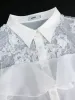 white Vintage Women Lace Patchwrok Blouse Lg Sleeve Butt Up Elegant Female Office Work Shirt Plus Size 4XL 2024 Outfit New E5ER#