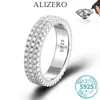 Bröllopsringar Alizero Full Moissanite Ring for Woman Wedding Jewelry With GRA 925 Sterling Sliver Plated 18k White Gold Rings Engagement Band 24329