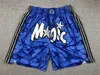 „Orlando“ „Magic“-Authentic-Shorts für Herren, Basketball-Retro-Mesh-gestickte, lässige, athletische Gym-Team-Shorts