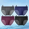 Cuecas masculinas de malha de bambu cueca respirável hombre buraco grande tamanho sexy calcinha masculina shorts lingerie