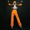 2021 Hip Hop Dance Costumes For Adults Orange Hiphop Suit Reflective Tape Women Gogo Dance DJ DS Costumes Rave Clothes SL4329 B6kf#