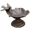 Decorative Figurines American Country Style Bird Around Circle Flower Footed Design Cast Iron Metal Feeder Bowl Tray