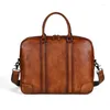 Aktetassen Highend Vintage Bruin A4 Volnerf Echt Leer 14'' 15.6'' Laptop Executive Office Heren Aktetas Portfolio Messenger Bag