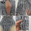 Sparkly Rhineste Sier Franges Body Dance Drag Queen Costume Gros Cristaux Body Tassel DJ DS Club Anniversaire Party Stage S2Cr #