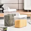 Garrafas de armazenamento Caixa de grãos sem odor Recipientes selados transparentes com filtro Tampa dupla aberta para cereais plásticos domésticos