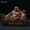 Lucky Money Harts Bigbellied Maitreya Buddha Chinese Style Fengshui Statue Home Ornaments Living Room Decoration Craft Ornament 240325