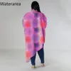 WaterArea Plus Size Women Fi Floral Printed LG Sleeve High Low Oregelbulal Maxi Blus and Shirts Lose J2GG#