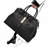 Женская кожаная сумка с крокодиловым принтом, ручная сумка, большая вместительная сумка через плечо из воловьей кожи с электронным плечом K19h#