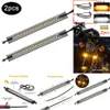 Upgrade New 2Pcs 12V Universal Motorcycle Turn Blinker Bright Strip Flashing Signal Fork LED Light Flowing Amber