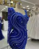 Runway Dresses Royal Blue Elegant Celebrity Mermaid Crystals Full Sleeves Evening Party Vestidos De Noche Pography