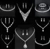 Valuable Lab Diamond Jewelry set Sterling Silver Wedding Necklace Earrings For Women Bridal Engagement Jewelry Gift S9LB#