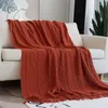 Battaniye geometrik figür örgü battaniye düz renk waffle kabartmalı İskandinav kanepe dekoratif ofis şekerleme
