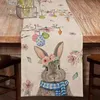 Bordslöpare Easter Bunny Colorful Egg Linen Runners Dresser Scarves Decor Farmhouse Kitchen Dining Party Decoration YQ240330