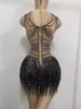 Crystal Nade Nude Dancer Body Abody Women Sleevel Elastic Rhineste Leotard Nightclub DS Dance Outfits M1ts#