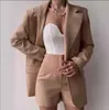 Women's Two Piece Pants Woman Clothes Set Fashion Long Sleeve Button Design Blazer Coat & High Waist Shorts Temperament Lady Sets Oversized S-5XL