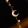 Bracelets de charme exquis brillant zircon étoile lune perle cristal perles bracelet pour femmes personnalité mode fête de mariage bijoux cadeaux