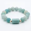 Bracelet de perles d'amazonite verte à brins pour femmes, 7.5 pouces