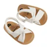 Sandaler Visgogo Baby Girls Sandaler Spädbarn Nyfödda Bowknot Crib Shoes Summer Soft Sole Anti-slip First Walking Shoes Prewalker 240329