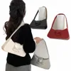 Bolsa de ombro com laço doce PU Couro Fi Bolsa com fecho de zíper Bolsa de embreagem Retro Trendy Underarm Bag para mulheres e meninas 67rN #