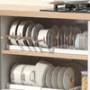 Kitchen Storage Expandable Pot And Pan Organizers Rack For Cabinet - Lid Organizer Holder With 7 Adjustable Dividers