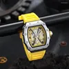 Armbandsur Automatiska mekaniska män klockor Top Brand Skeleton Tourbillon Watch Waterproof Business rostfritt stål Sport