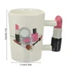 Tasses maison Drinkware fille outils de beauté forme rouge à lèvres poignée thé tasse à café créatif en céramique pour les femmes cadeau