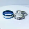 Bagues de mariage couple de mode anneaux romantiques femme coeur zircon rings en pierre set masque bleu en acier inoxydable anneau de mariage bijoux de bijoux de bijoux 24329