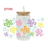 Fensteraufkleber 3D UV DTF Transfers 16oz Cup Wraps Pflanze Blume gedruckt für DIY Glas Keramik Metall Leder usw. D7113