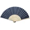 Decorative Figurines Chinese Style Silk Cloth Blank Folding Fan Solid Color Wooden Hand For DIY Calligraphy Painting Crafts Home Decor