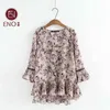 Women's Blouses ENO Blause Women Muslimah Blaus Wanita Plus Saiz Fashion Blouse Kembang Loose Ladies Baju Floral Casual Flare