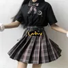 Schulmädchen Uniform Faltenröcke Japanische Schuluniform Hohe Taille A-Linie Plaid Rock Sexy JK Uniformen Für Frau Full Set XXL q4A6 #