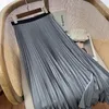 Skirts FANIECES Women Basic Solid Color Pleated Long Skirt Fashion All-match A Line Folds High Waist Spring Casual Ropa Femenina