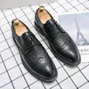 Zapatos Casuales Marca Hombres Negocios Con Cordones Vestido De Cuero Caminar Mocasines Transpirables Ligeros Pu Negro