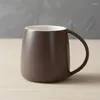 Becher Keramikwasserbecher kreativer Becher mit Griffpaar großer Kapazität Einfacher Kaffeemilch