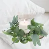 Castiçais 2 pcs velas pequenas eucalipto grinalda anéis domésticos para mesa de primavera peças centrais casamento