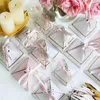 Gift Wrap 10Pcs Chocolate Box Wedding Favors Pyramid Style Candy Boxes With THANKS Card & Ribbon Party Supplies