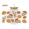 Raamstickers 3D UV DTF Transfers 16oz Cup Wraps Pompoen Thanksgiving Day Gedrukt Voor DIY Glas Keramiek Metaal Leer Etc. D6361