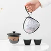 Services à thé Pékin la cité interdite trois tasses dans un Pot service à thé en plein air sac de rangement de voyage Portable en céramique chinoise