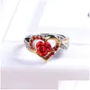 Avec des pierres latérales Isang nouvelle mode Sier or deux tons amour coeur bague vous êtes une belle fille rouge rose amant saint valentin bijoux Dr Dhefn