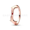 S925 Sterling Panjia Sier Classic Series Stay Together and Look at Each Other Ring Two Tone Dense Inlaid Logo Double Ring