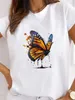 Butterfly Plus Size Cute Trend 90s T-Shirt Ladies Fi Podstawowa koszulka Top Ubrania Kobiety graficzny z krótkim rękawem odzież P97B#