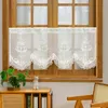 French Vintage Kitchen Embroidered Short Curtain ValanceRomantic Beaded Lace Wavy DraperyRod Pocket Top Coffee 1 Panel 240322