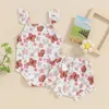 Zestawy odzieży Urodzony Baby Girl Summer Ubrania Bez rękawów Watermelon Floral Print Pasek Romper Shorts 2PCS Strój